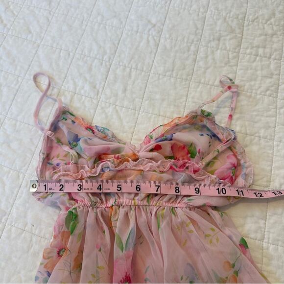 Vintage Sheer Floral Victoria's Secret Pink Babydoll Slip Dress XS Y2K - Picture 2 of 7